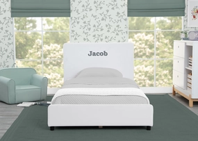 Personalized Upholstered  Twin Bed with Headboard