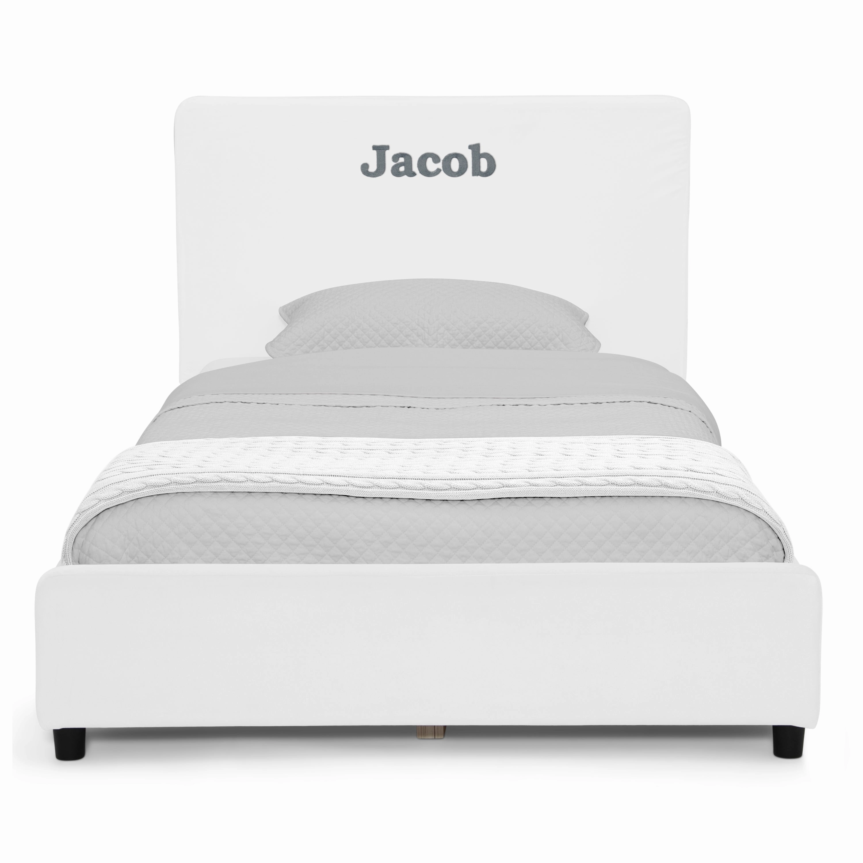 Personalized Upholstered  Twin Bed with Headboard
