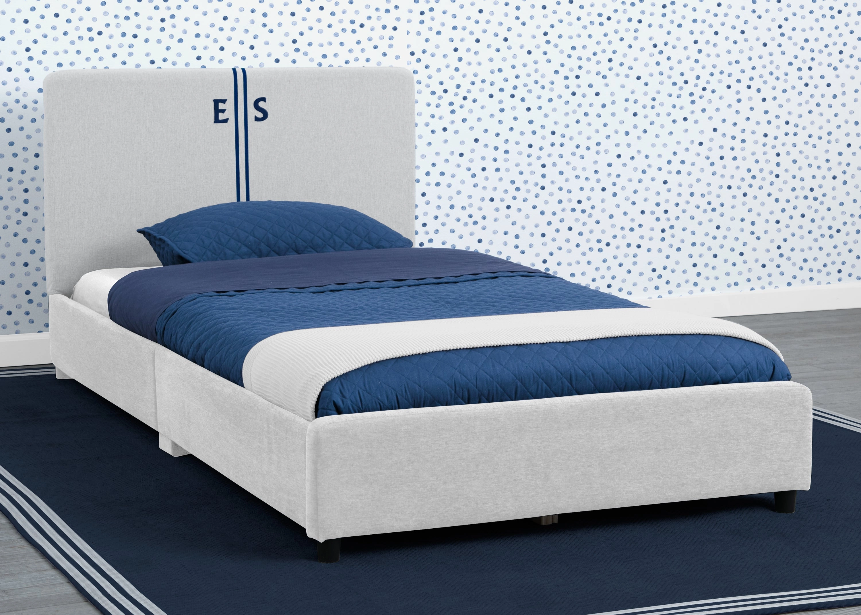 Personalized Upholstered  Twin Bed with Headboard