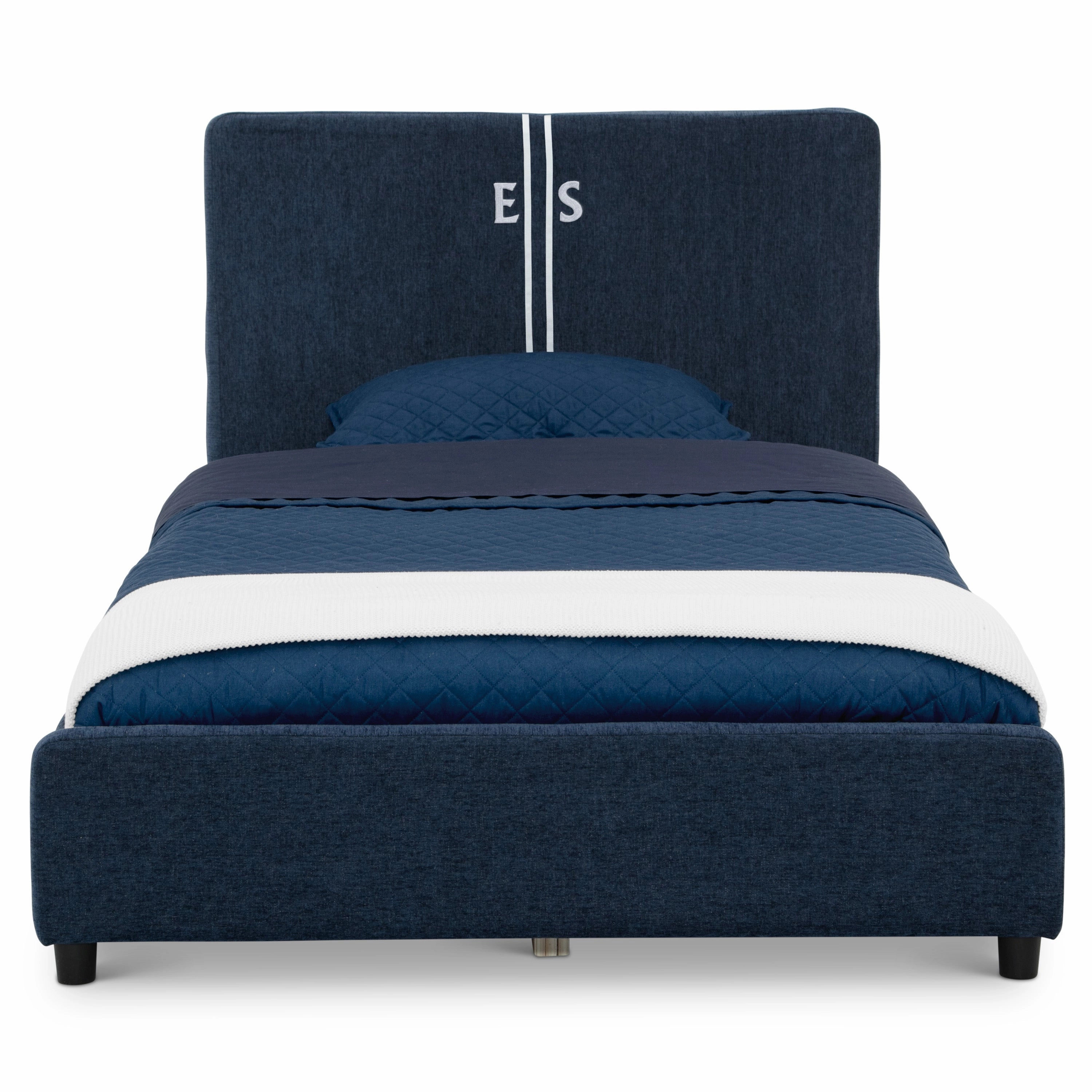 Personalized Upholstered  Twin Bed with Headboard