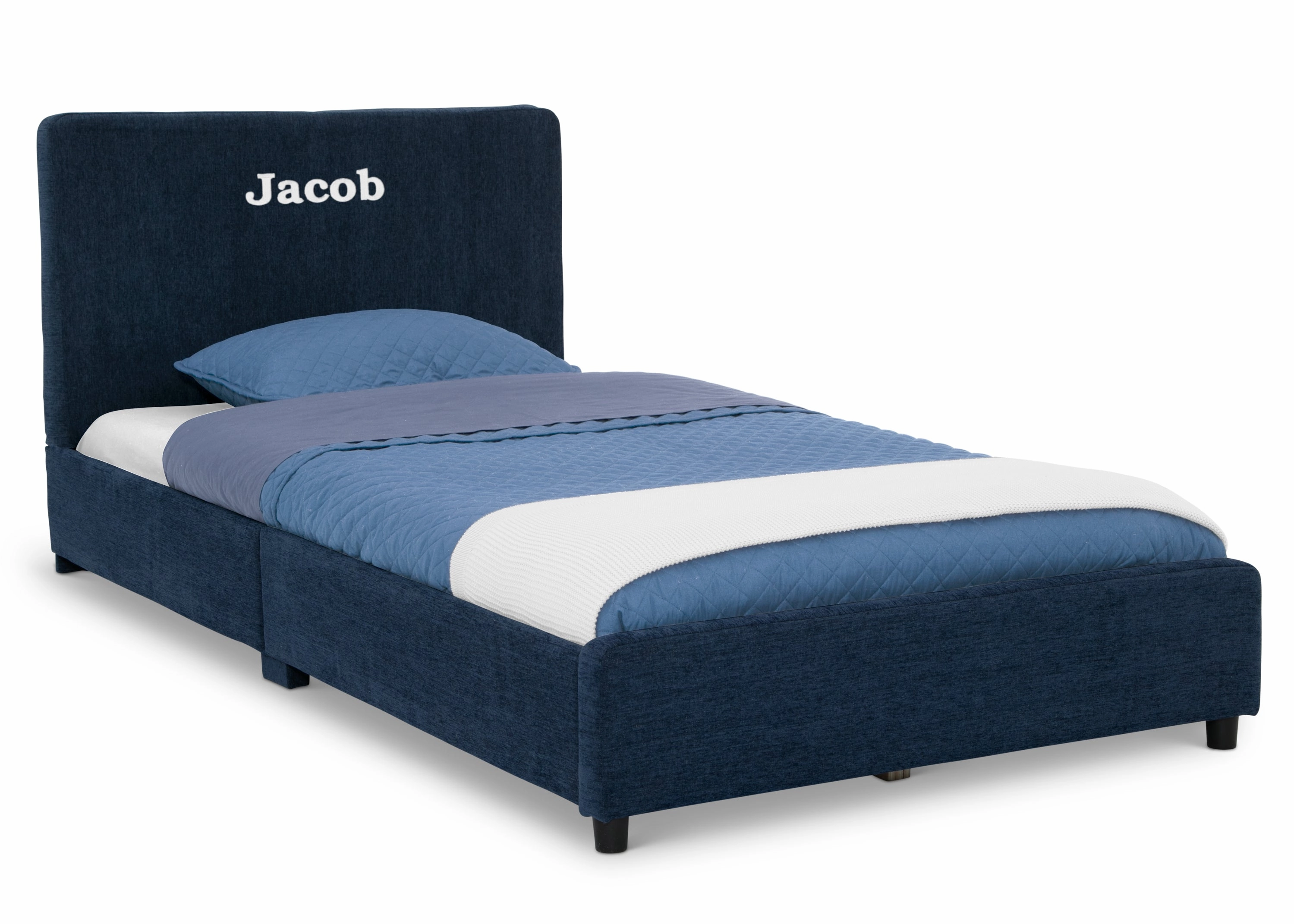Personalized Upholstered  Twin Bed with Headboard