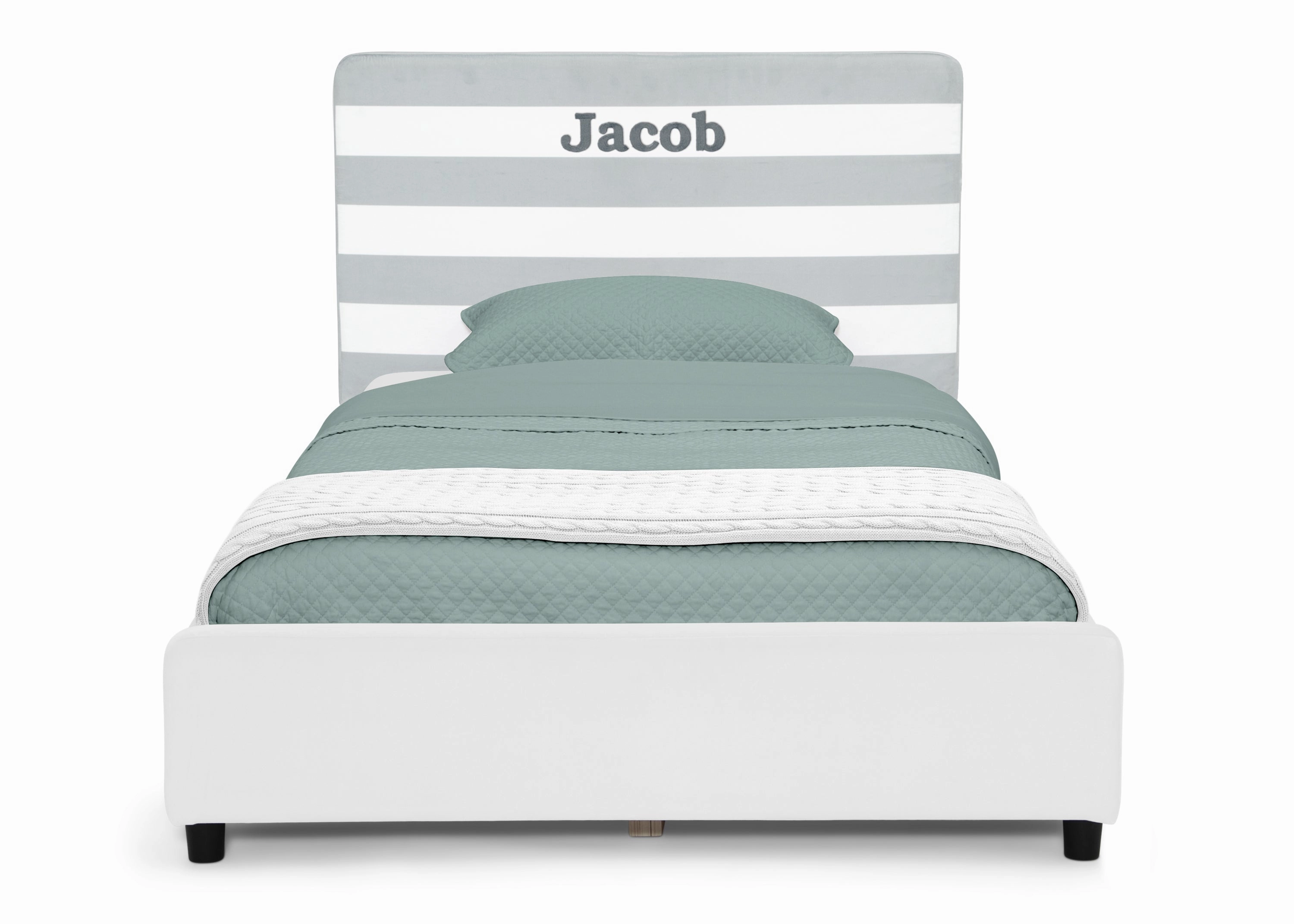 Personalized Upholstered  Twin Bed with Headboard