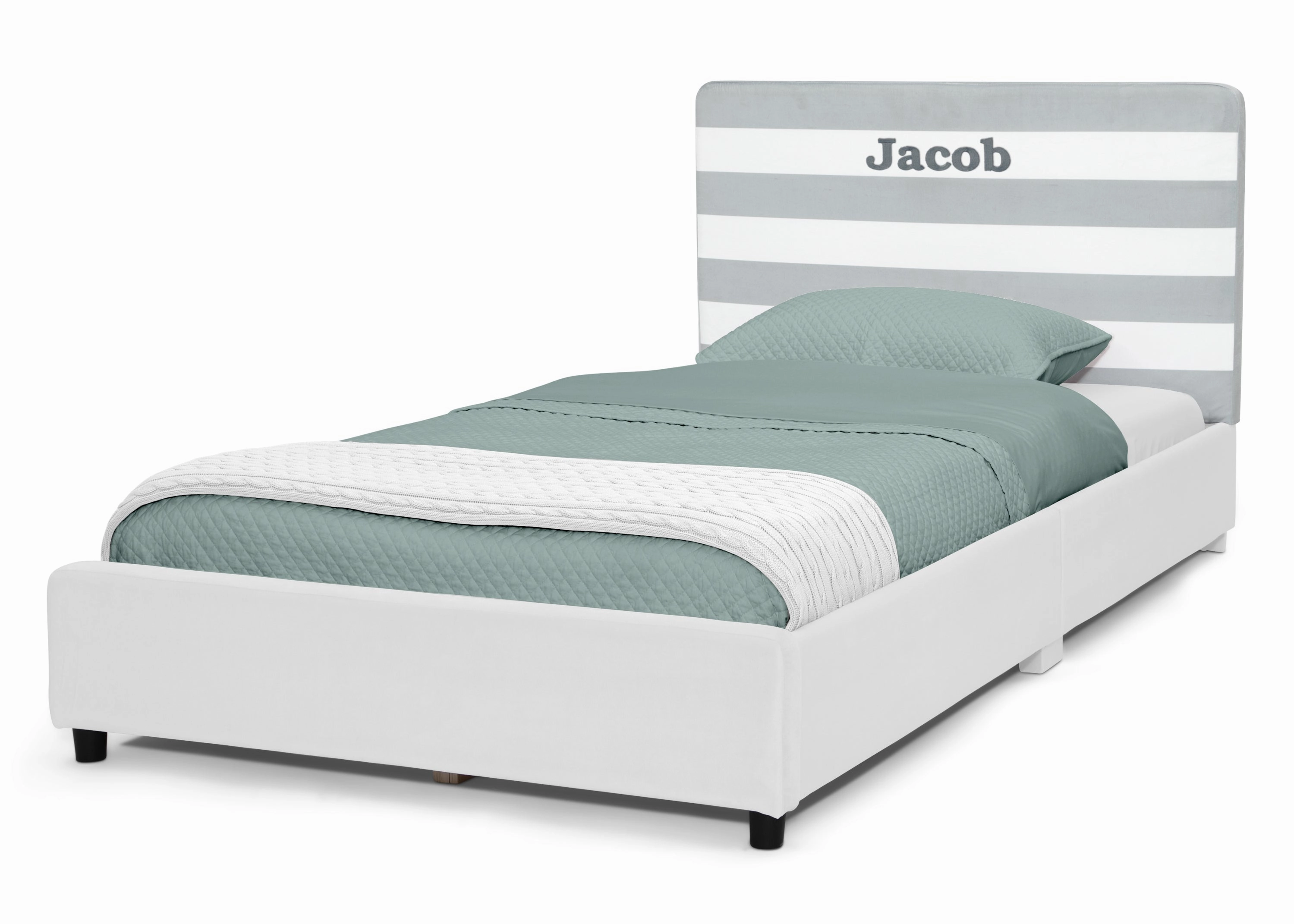 Personalized Upholstered  Twin Bed with Headboard