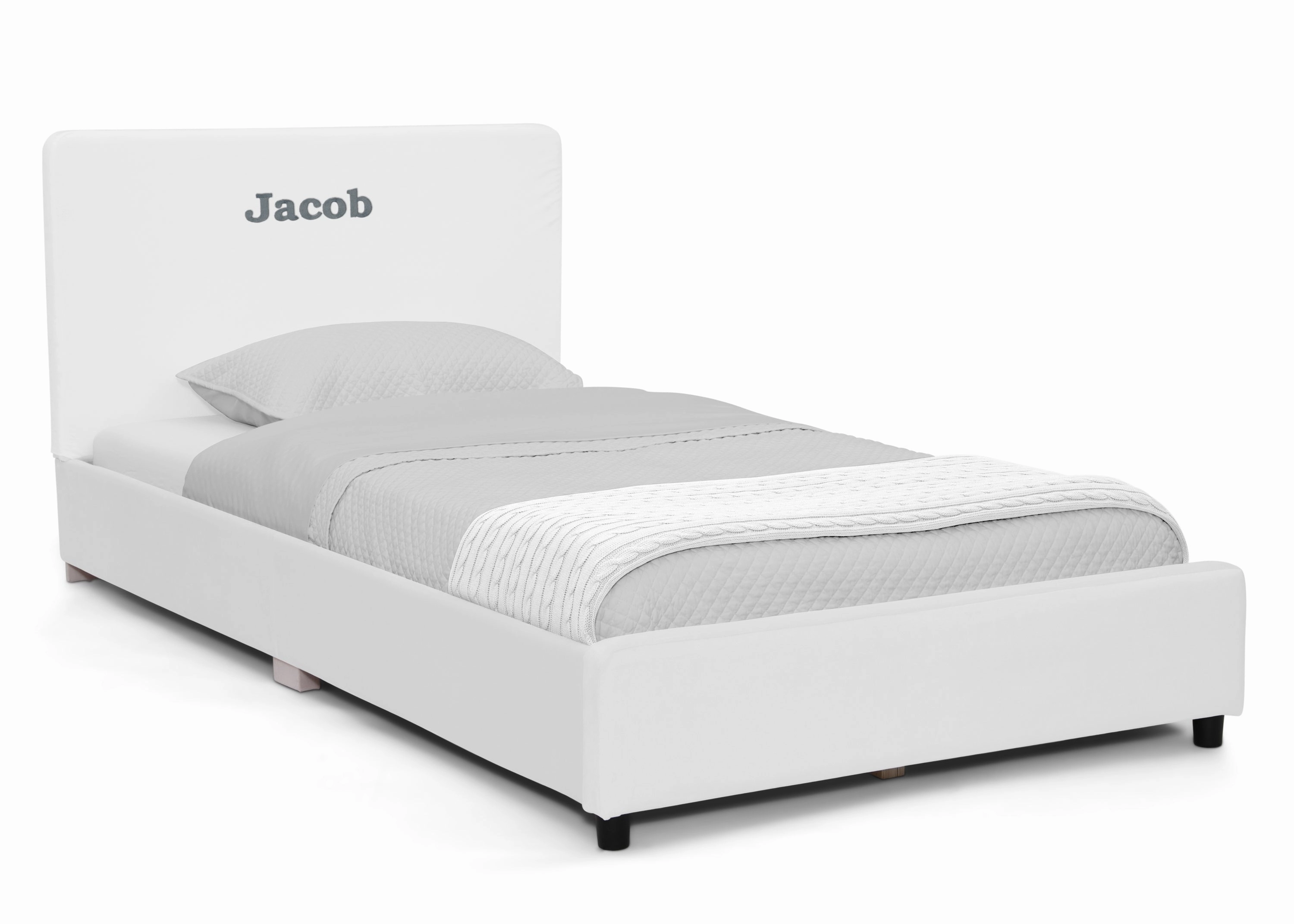 Personalized Upholstered  Twin Bed with Headboard