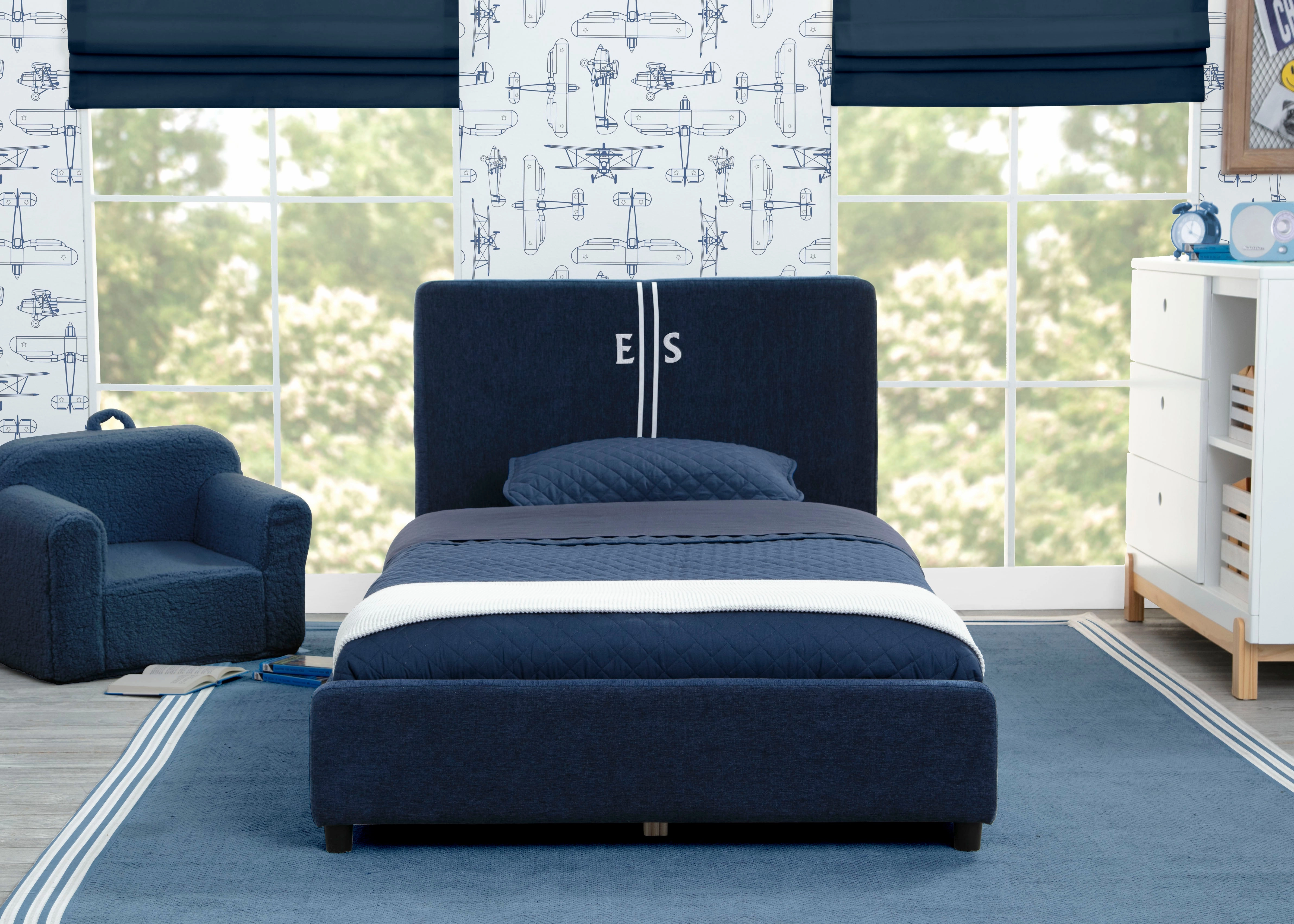 Personalized Upholstered  Twin Bed with Headboard