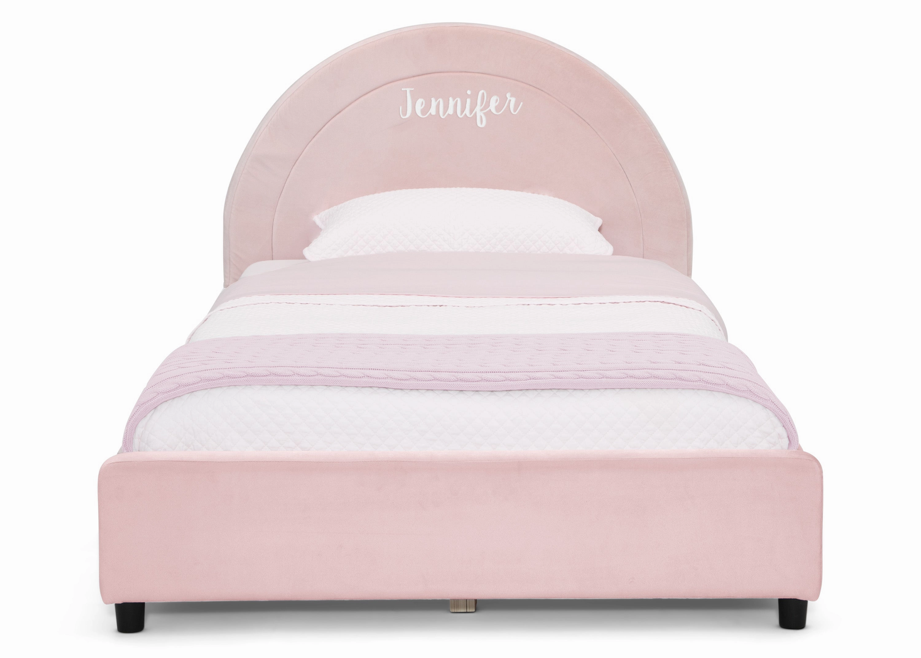 Personalized Upholstered Twin Bed with Round Headboard