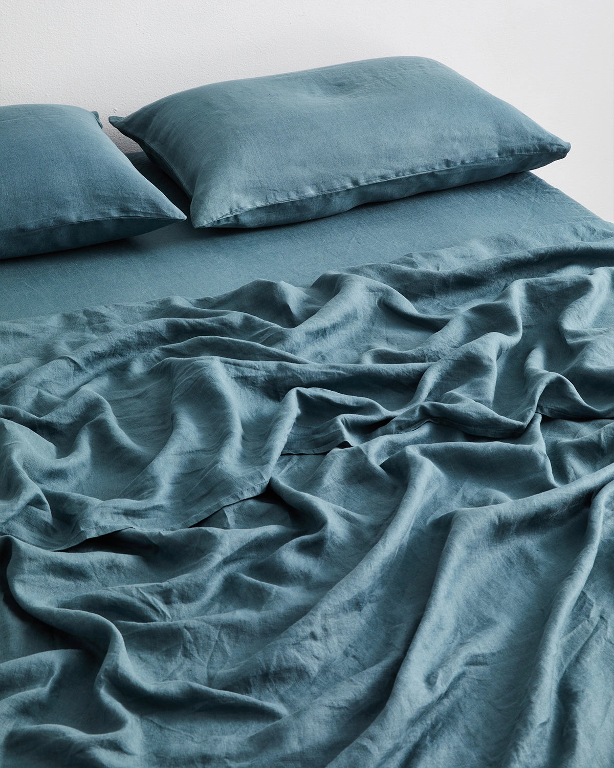Petrol 100% French Flax Linen Fitted Sheet