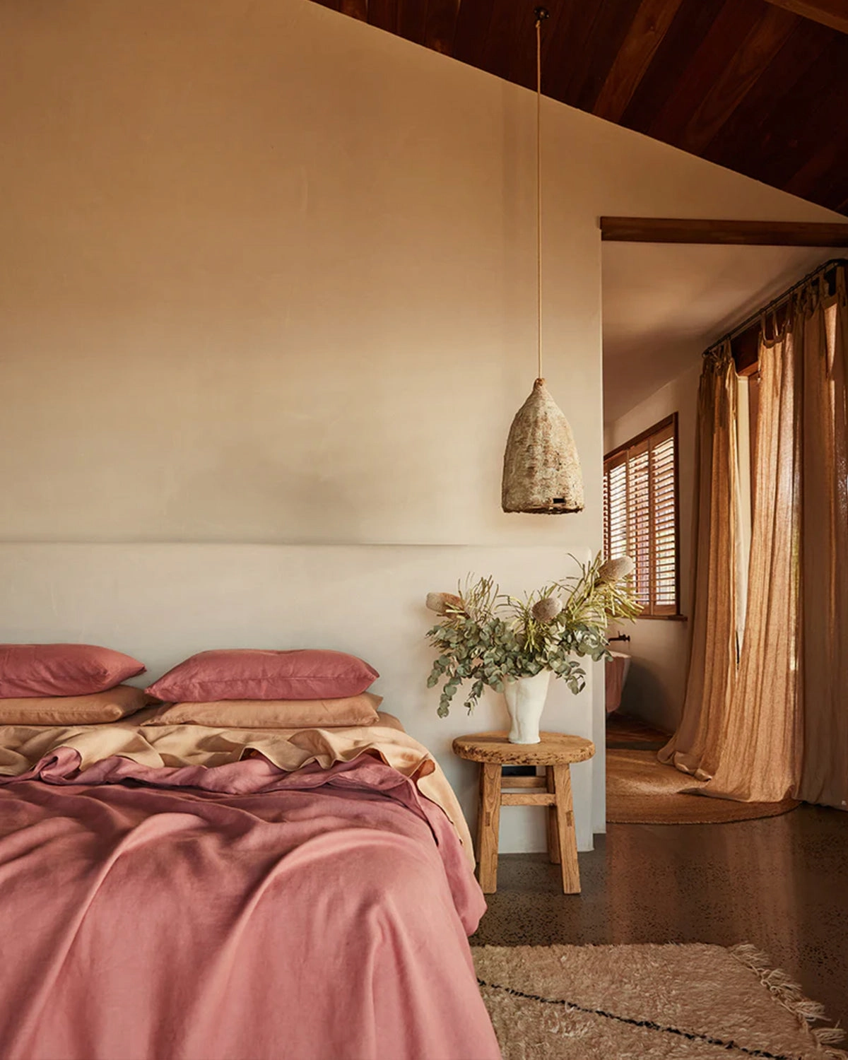 Pink Clay 100% Flax Linen King Pillowcases (Set of Two)