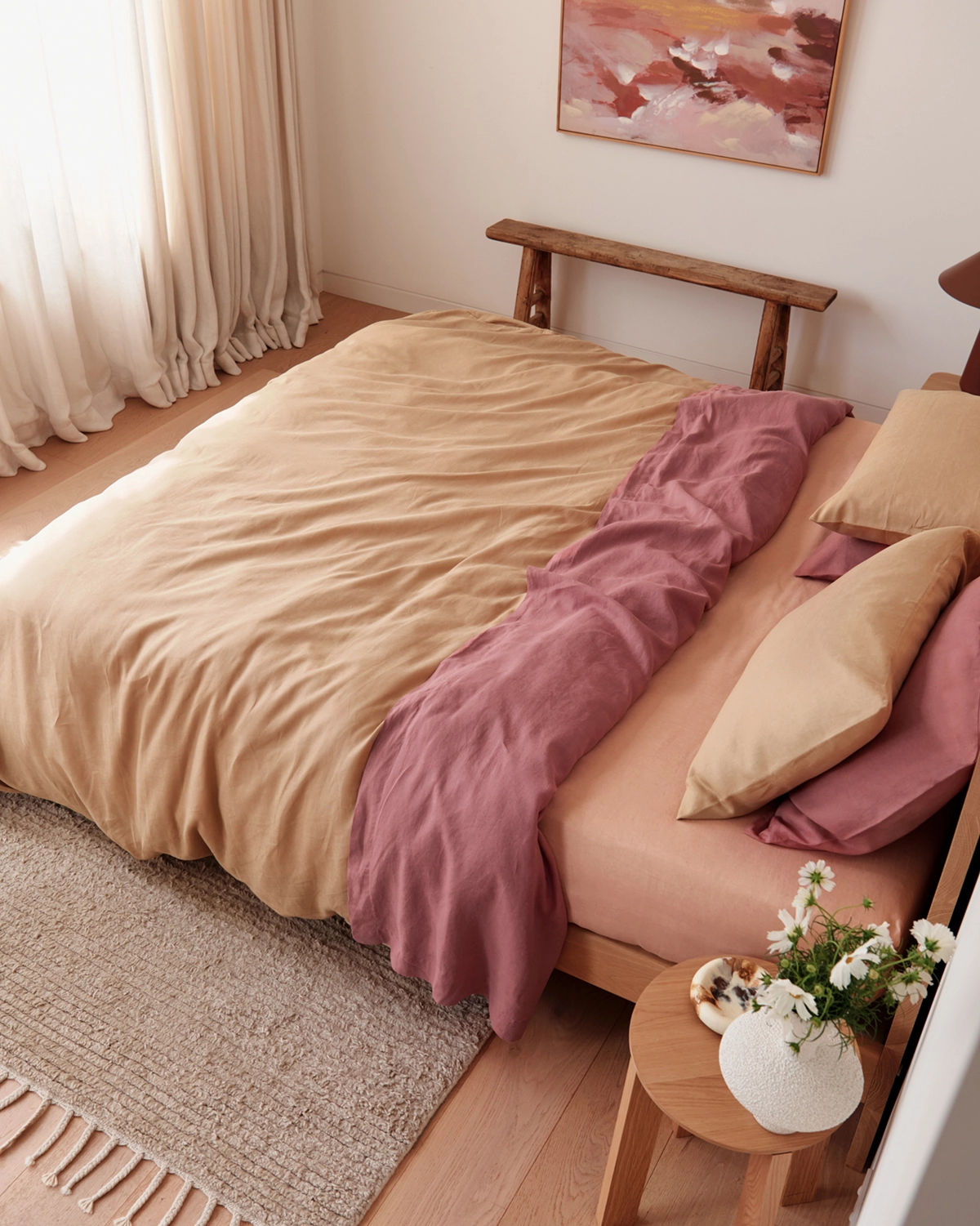 Pink Clay 100% Flax Linen King Pillowcases (Set of Two)