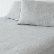 Pinstripe Pure Linen Sheet Set (1x Flat Sheet, 1x Fitted Sheet, 2x Pillowcases)
