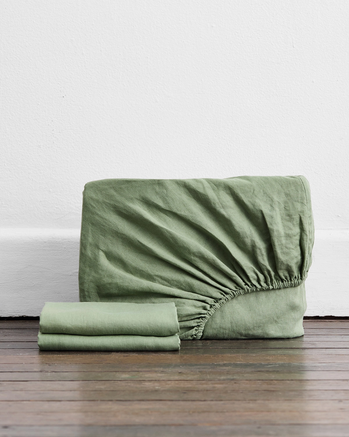 Pistachio 100% French Flax Linen Fitted Sheet Set