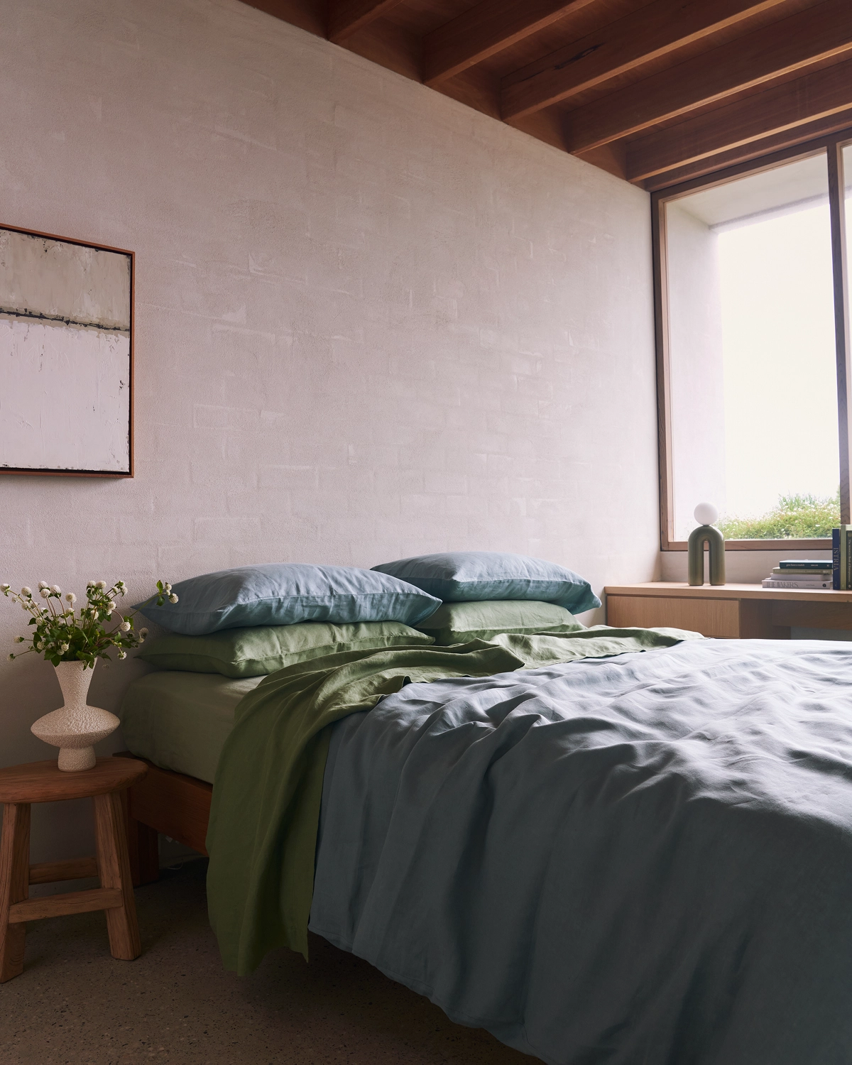 Pistachio 100% French Flax Linen King Pillowcases (Set of Two)