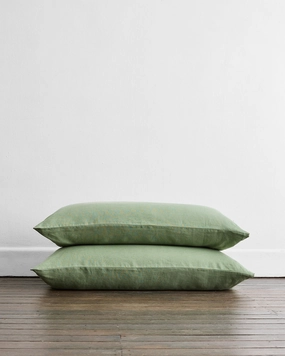 Pistachio 100% French Flax Linen King Pillowcases (Set of Two)