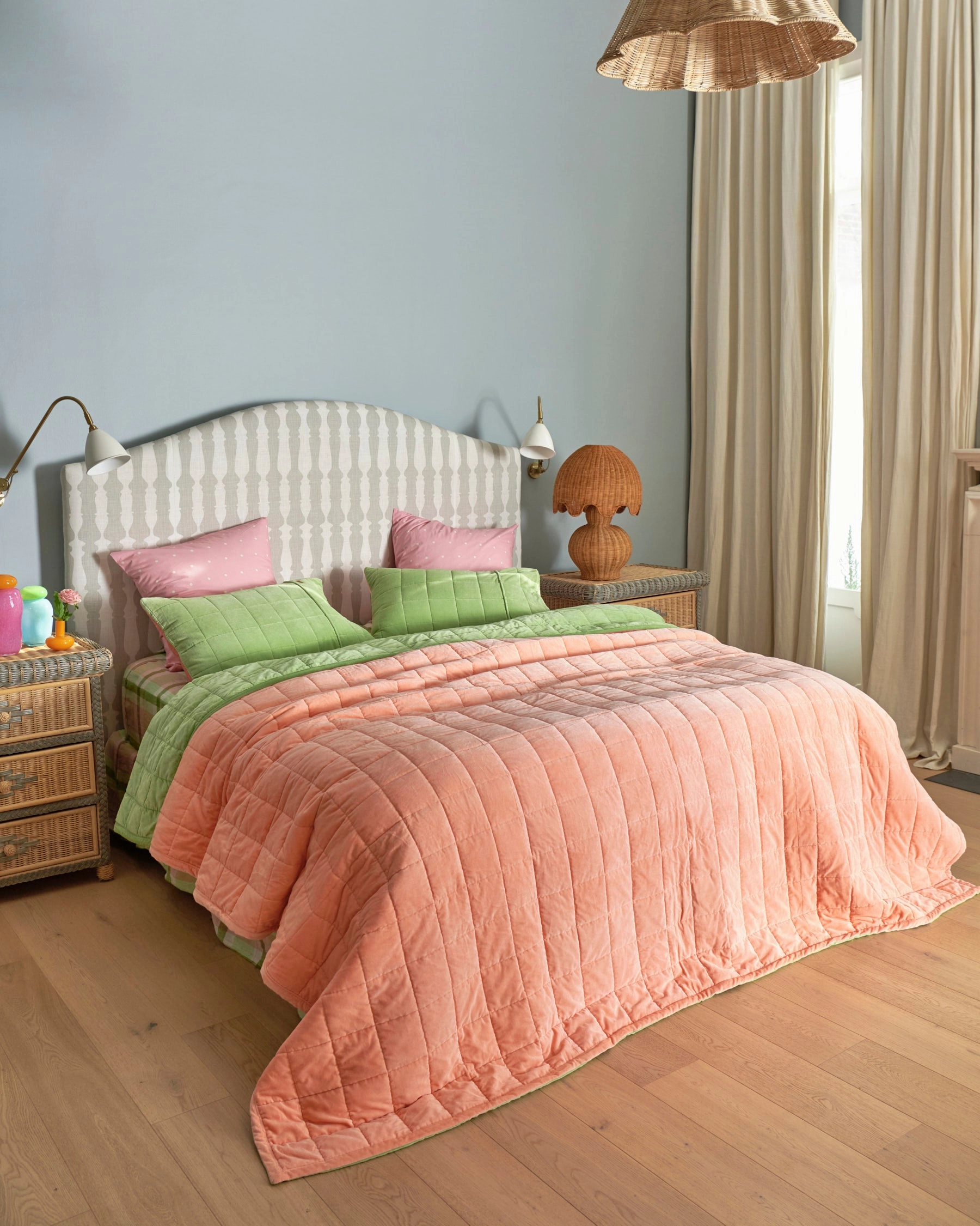 Pistachio Tartan Linen Fitted Sheet