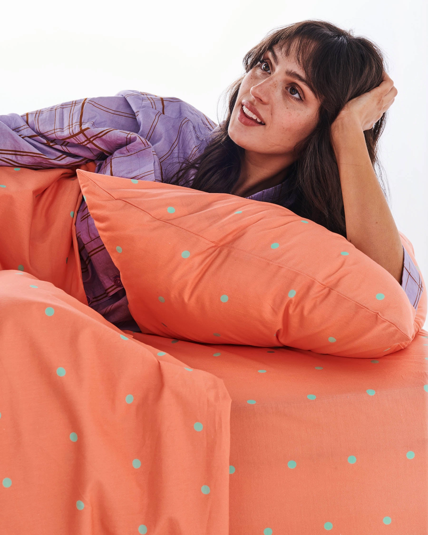 Polkadot Peachy Organic Cotton Fitted Sheet