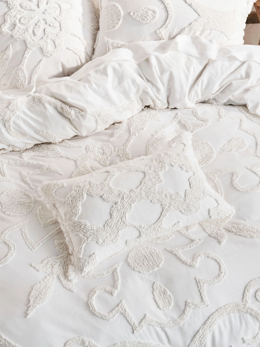 Rapallo White Long Filled Cushion by Linen House