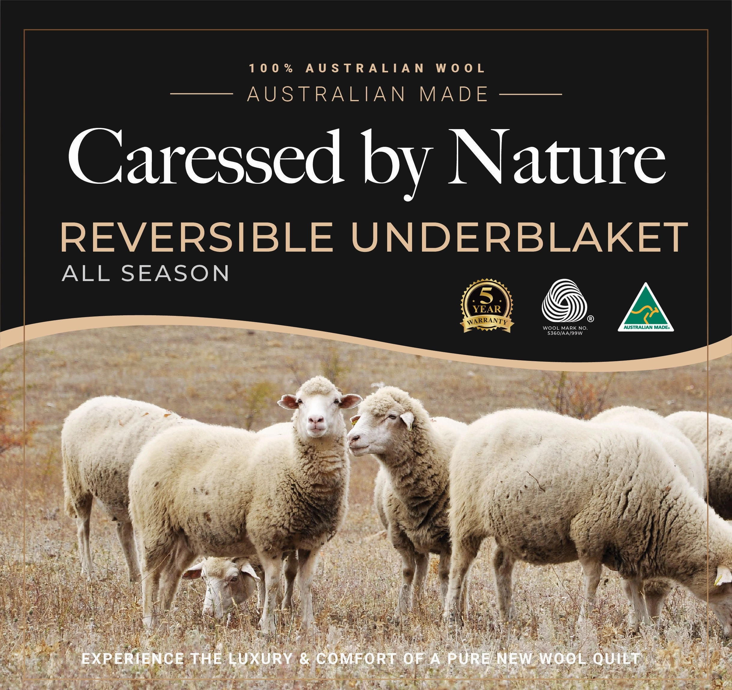 Reversible Australian Wool Underblanket by Caressed by Nature