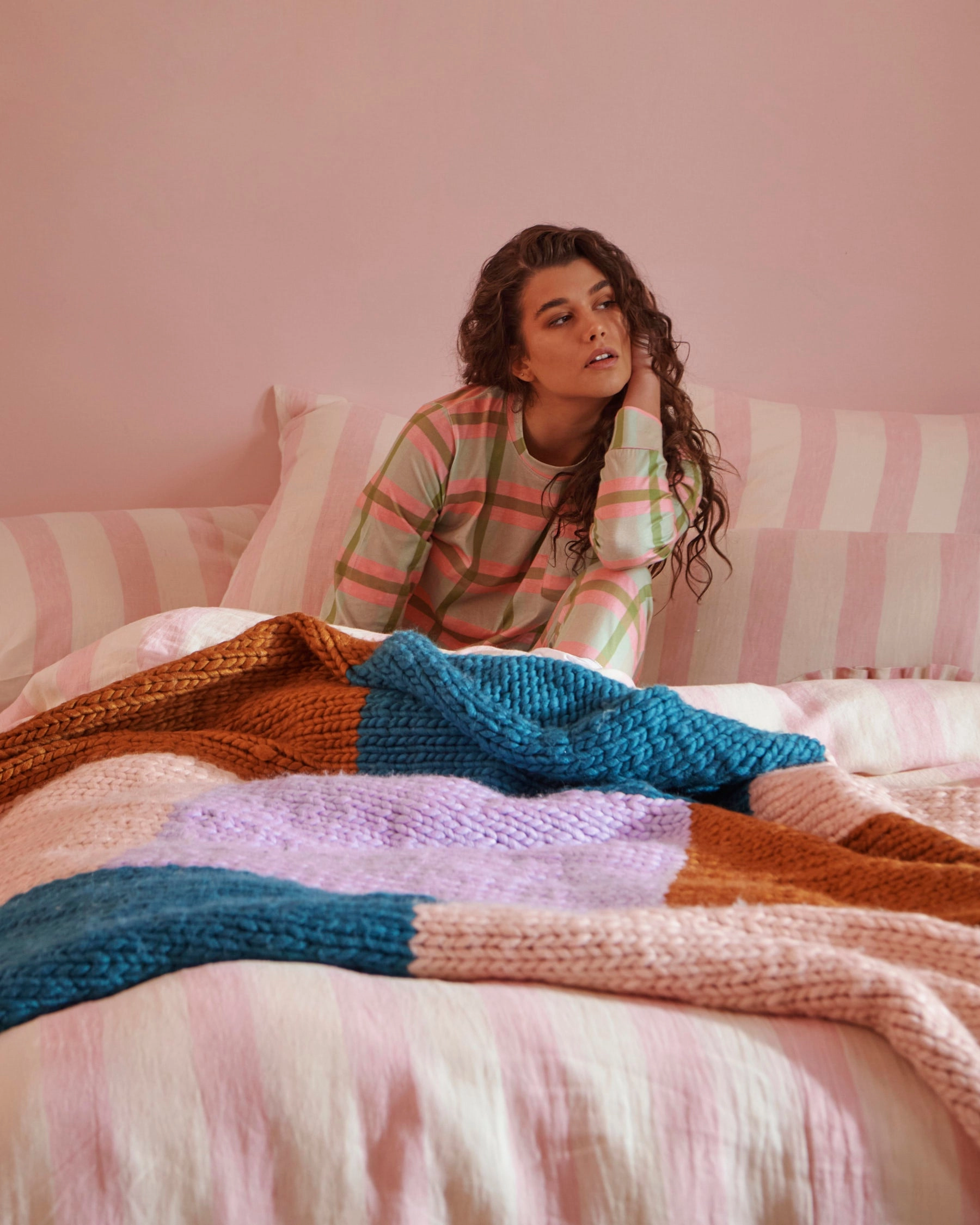 Roasted Pecan Chunky Knit Blanket