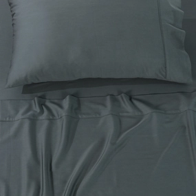 Rosebank 500 Thread Count Bamboo/Cotton Sateen Weave Queen Pillowcase (Pair) Charcoal