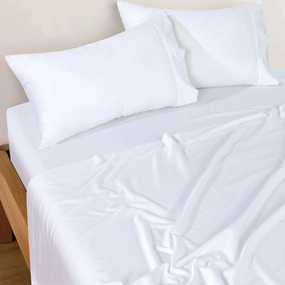 Rosebank 500tc Bamboo/Cotton Sateen KING PILLOWCASE (Pair) White by Bianca