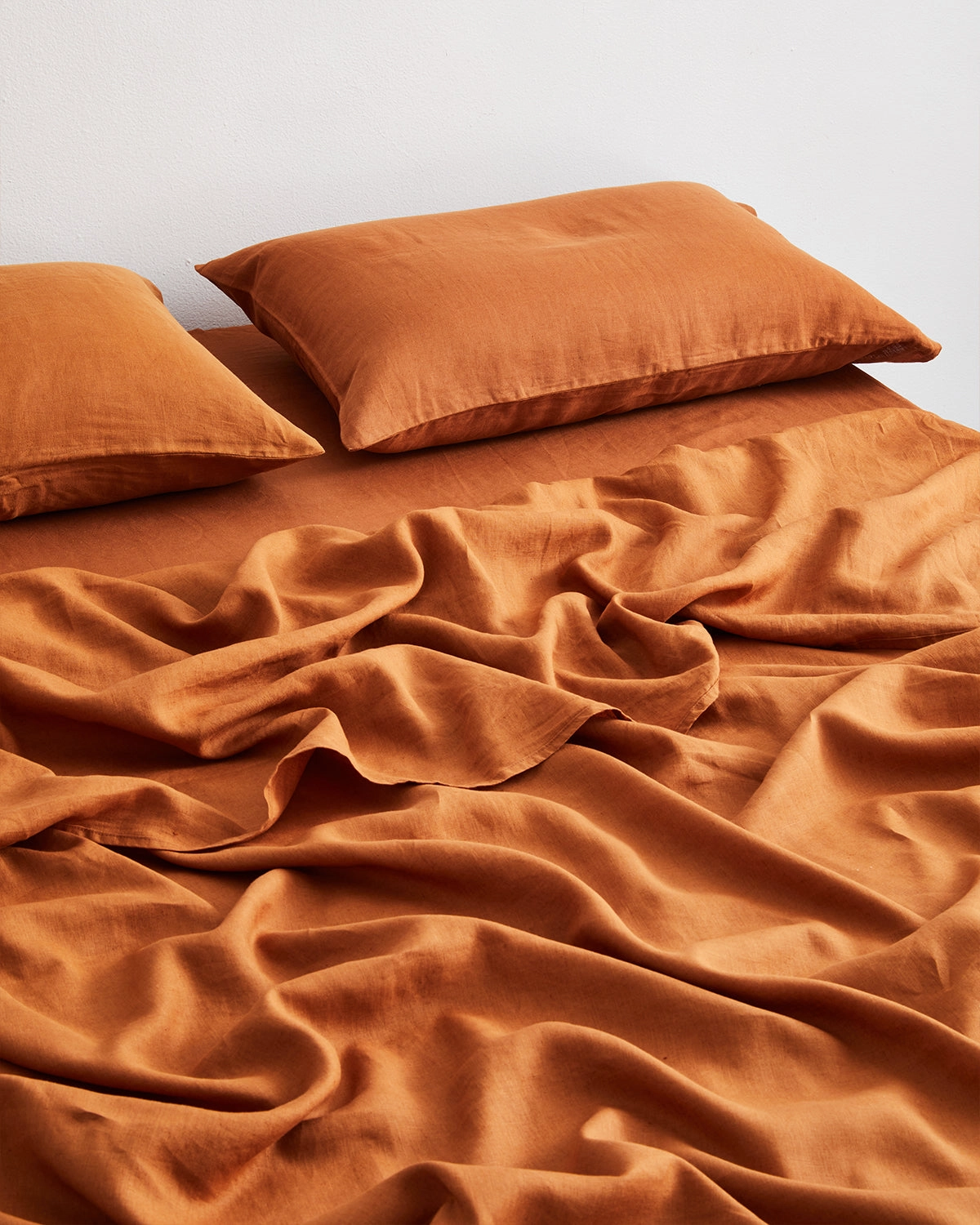 Rust 100% French Flax Linen Fitted Sheet