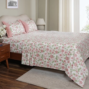 Sensory Bloom Blooming Petals 100% Cotton Pink Bed Sheet with Pillow Case