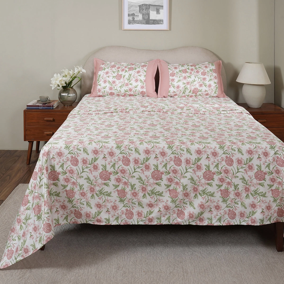 Sensory Bloom Blooming Petals 100% Cotton Pink Bed Sheet with Pillow Case
