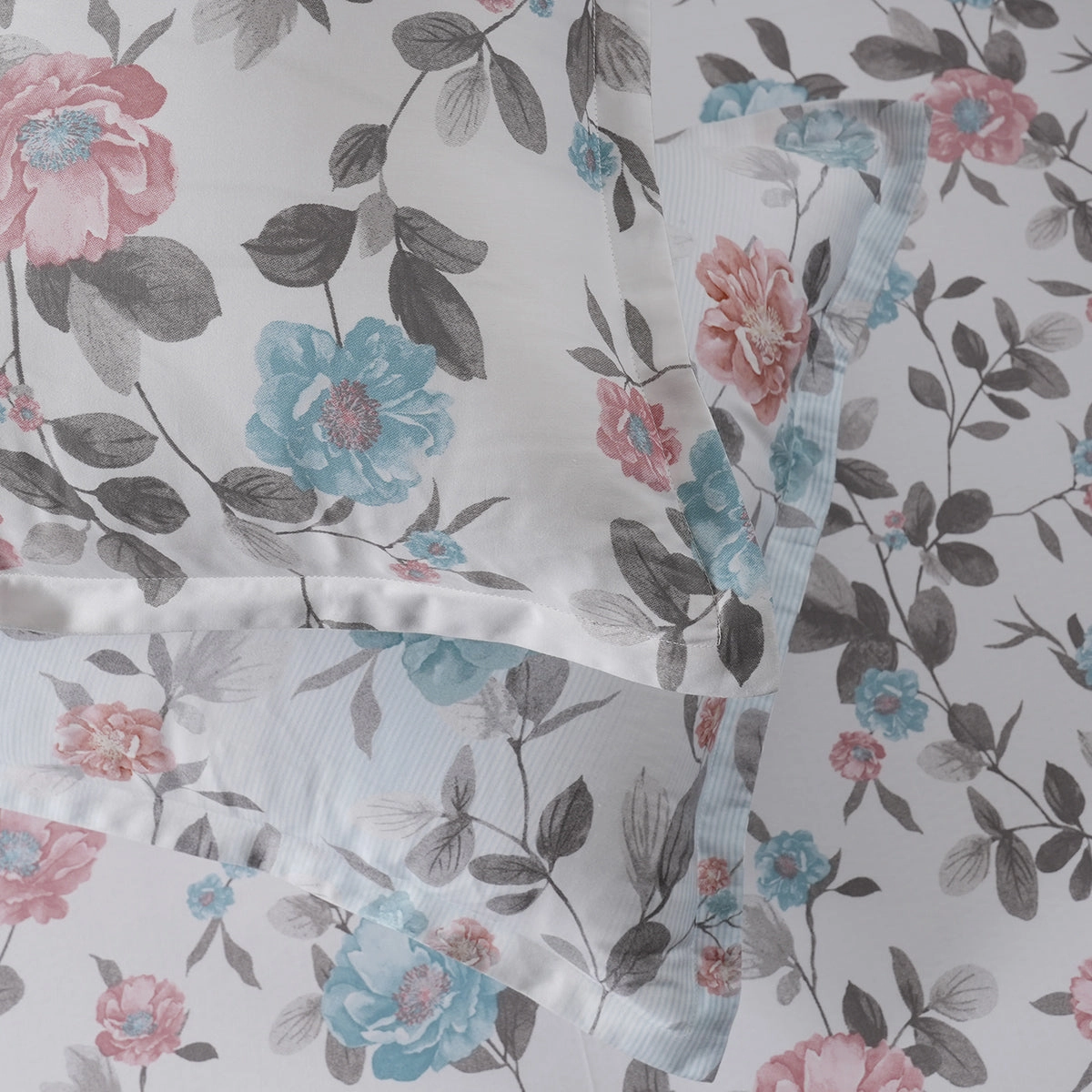 Sensory Bloom Blossom Meadow 100% Cotton Blue Bed Sheet with Pillow Case