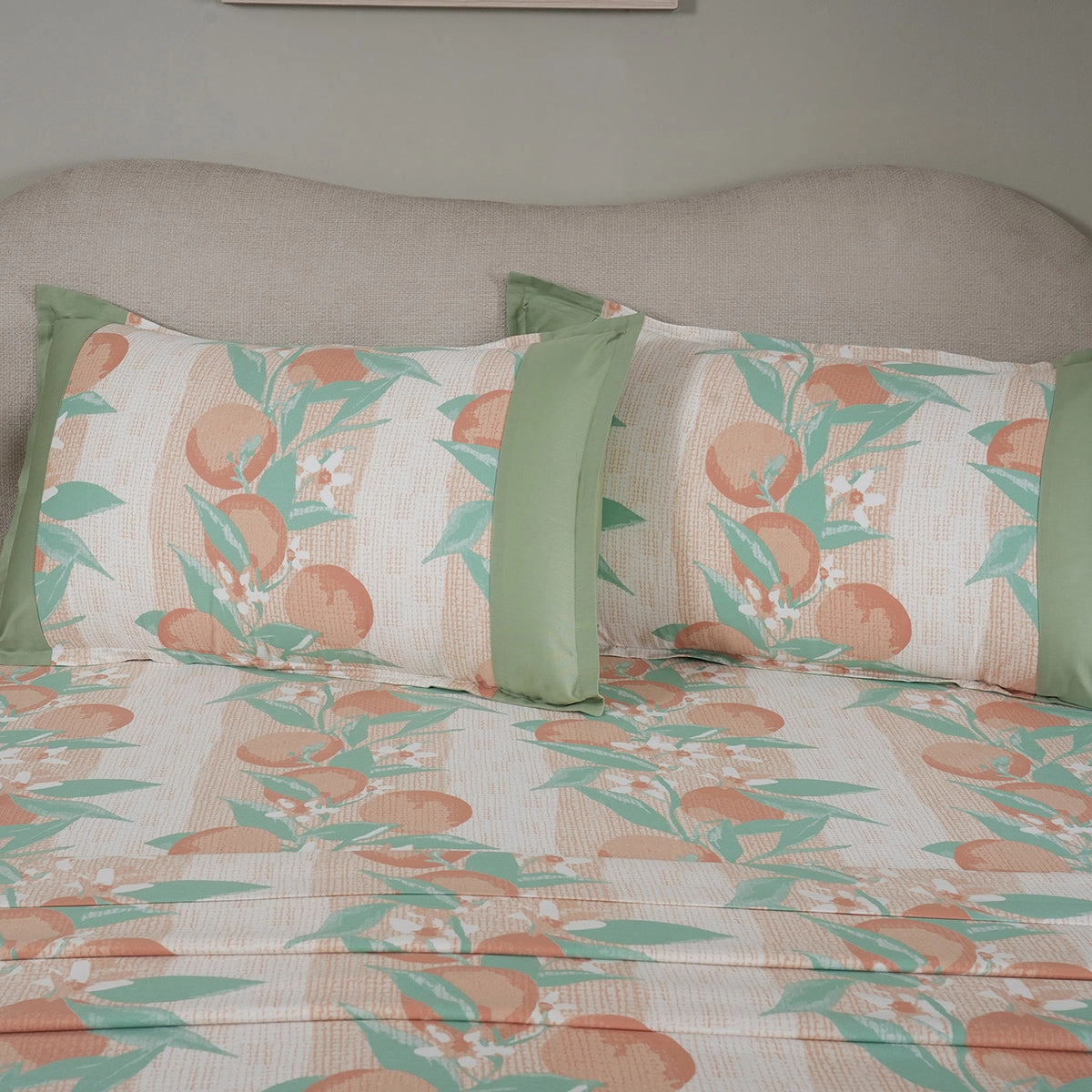 Sensory Bloom Colorsplash 100% Cotton Peach Bed Sheet with Pillow Case
