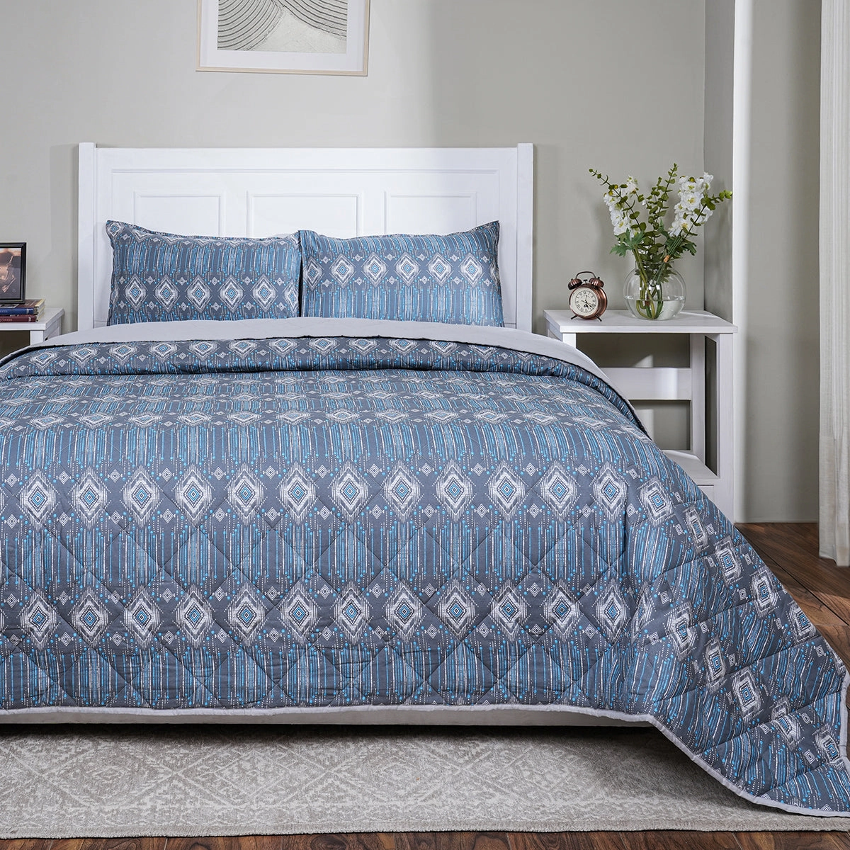 Sensory Bloom Gareth 4 pcs Blue Quilt Set