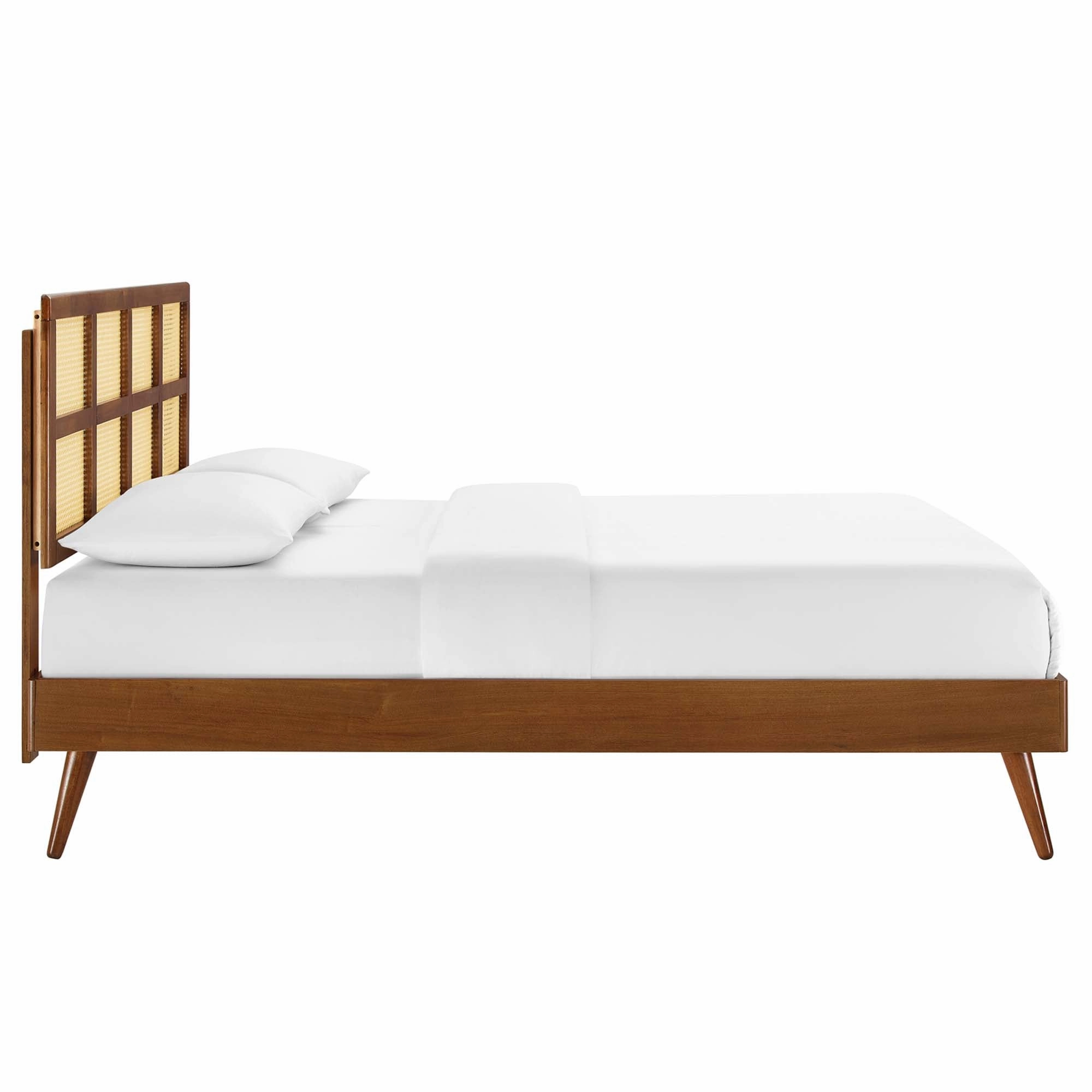 Sidney Cane and Wood Platform Bed With Splayed Legs by Modway