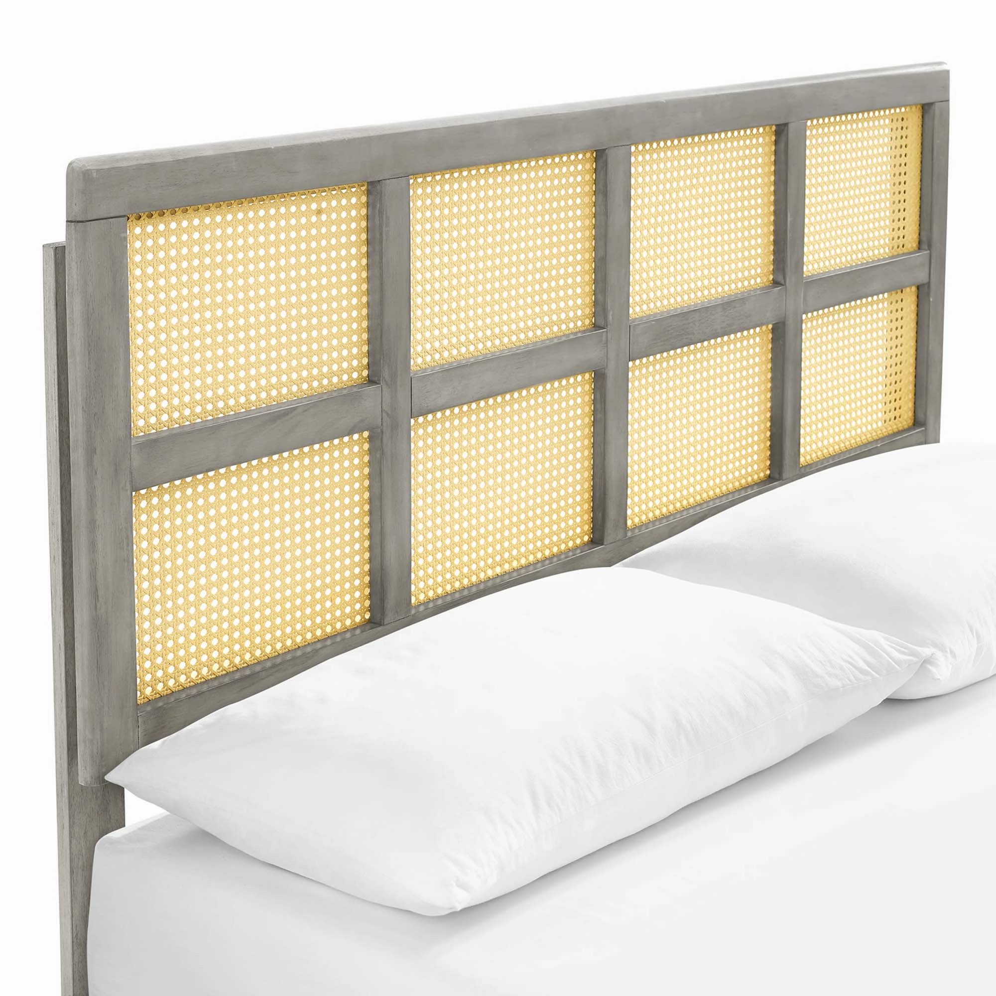 Sidney Cane and Wood Platform Bed With Splayed Legs by Modway