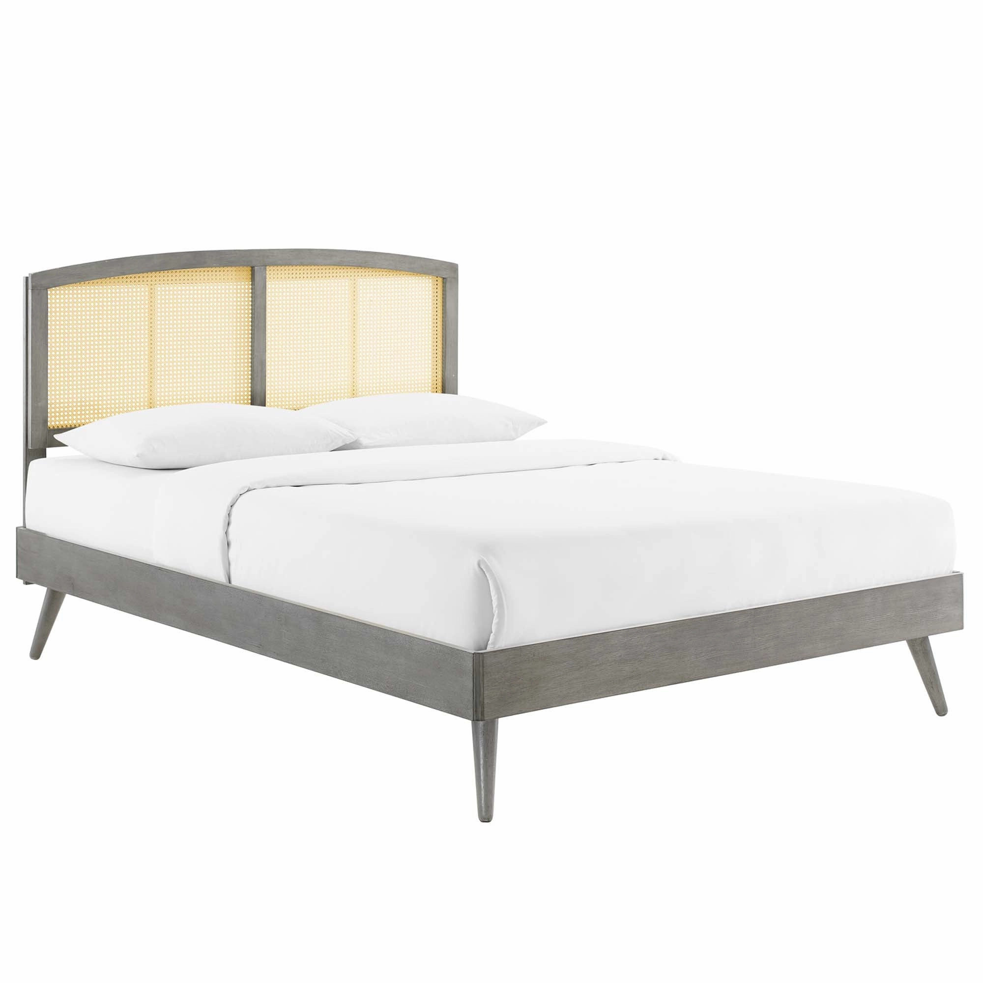 Sierra Cane and Wood Platform Bed With Splayed Legs by Modway