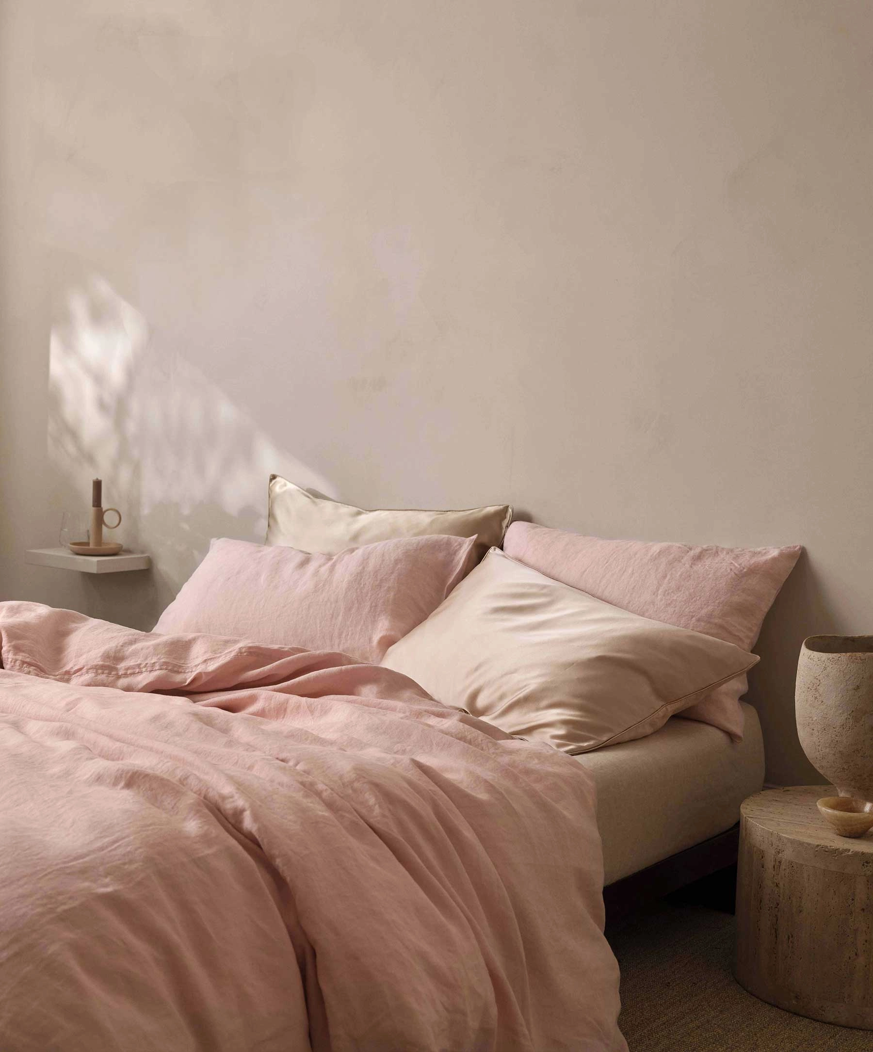 Silk Linen Flip Pillowcase - Blush