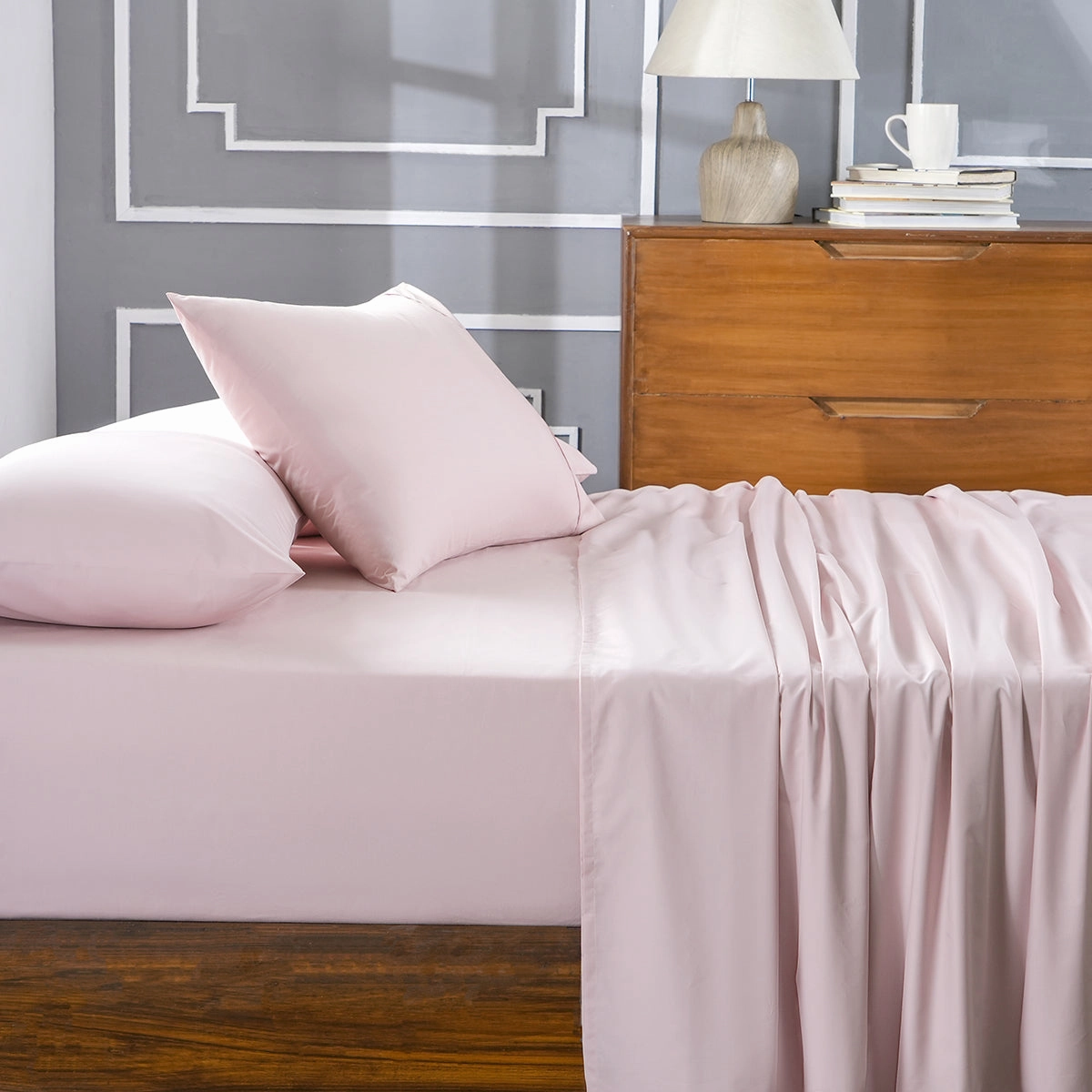 Slumber Plain Easy Care Percale 100% Cotton Cradle Pink Crisp Bed Sheet with Pillow Case