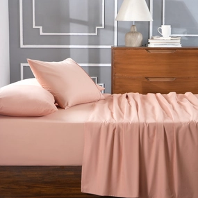 Slumber Plain Easy Care Percale 100% Cotton Peach Blossom Crisp Bed Sheet with Pillow Case