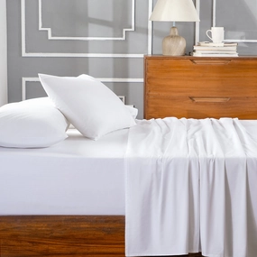 Slumber Plain Easy Care Percale 100% Cotton White Crisp Bed Sheet with Pillow Case