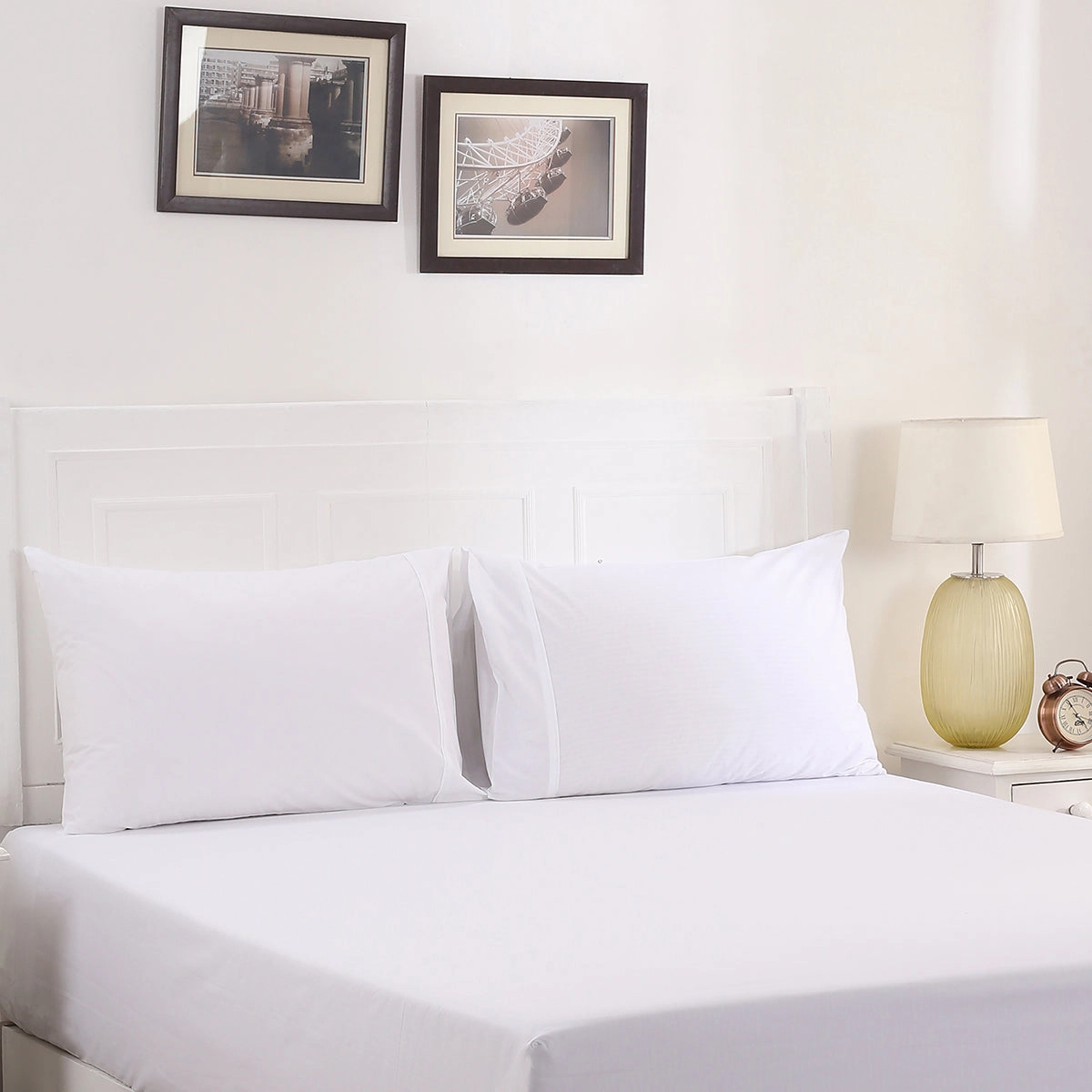 Slumber Plain Easy Care Percale 100% Cotton White Fitted Sheet