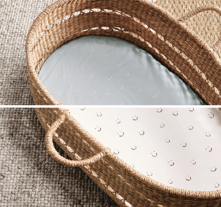 Smiles All Round 2 Piece Bassinet Fitted Sheets Sugar and Smoke