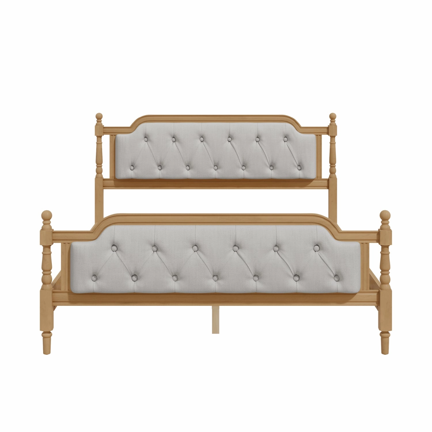 Streamdale Antique Walnut Queen Bed, Tufted Headboard
