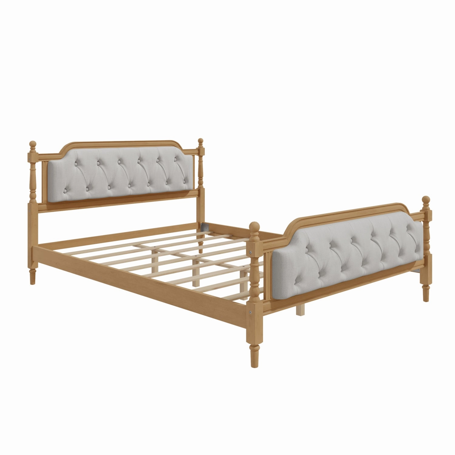 Streamdale Antique Walnut Queen Bed, Tufted Headboard