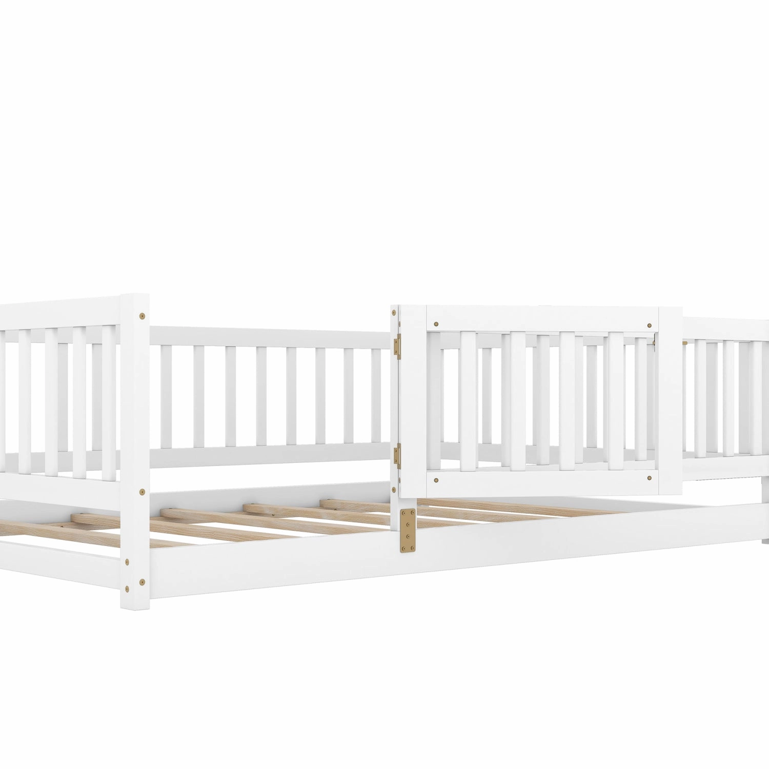 Streamdale Full Size Montessori Floor Bed with Fence (White)