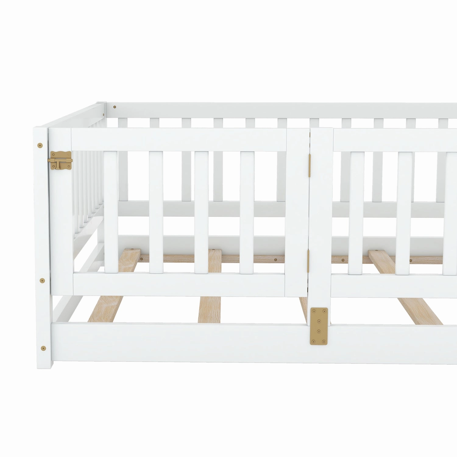 Streamdale Full Size Montessori Floor Bed with Fence (White)