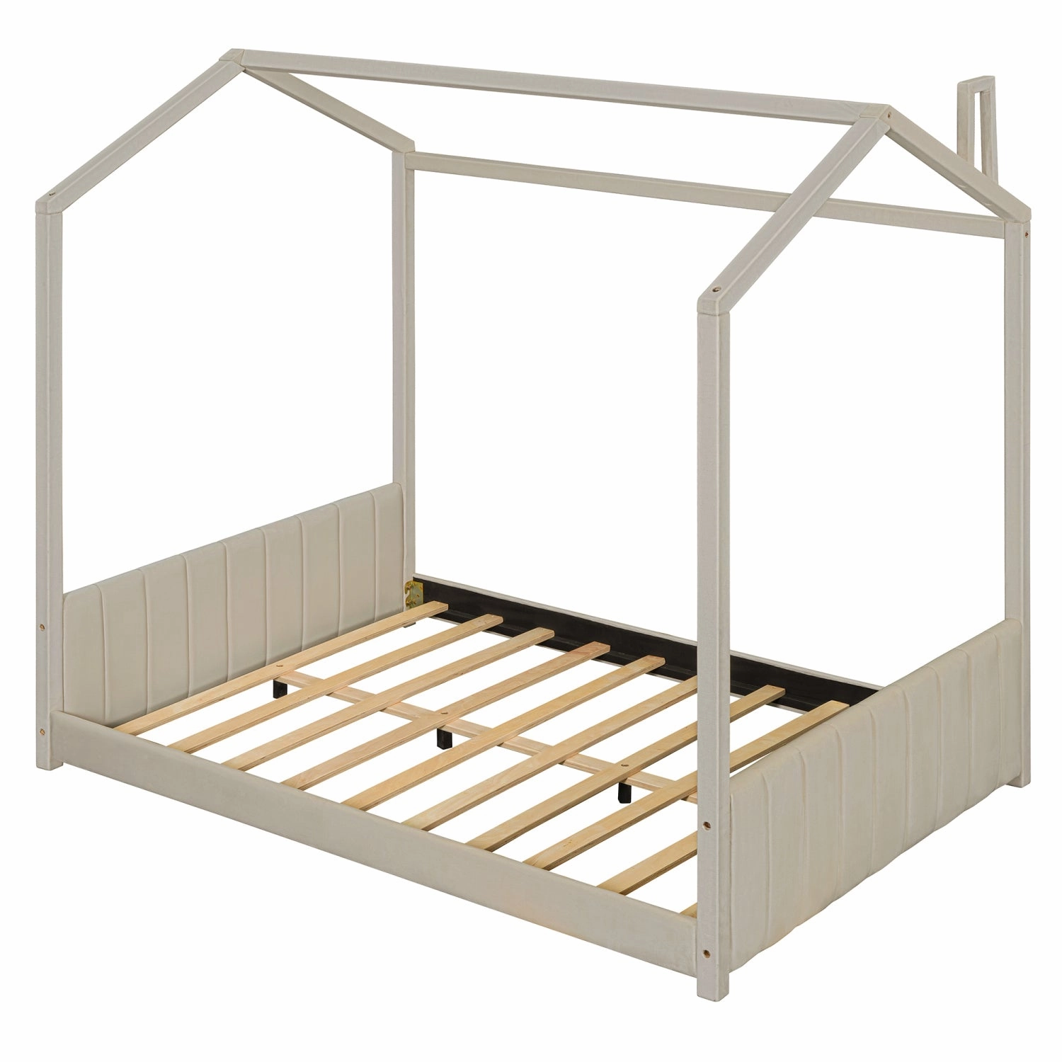 Streamdale Full Size Velvet House Bed Wood Bed
