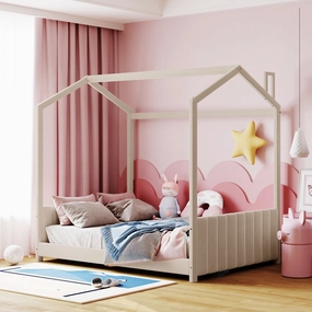 Streamdale Full Size Velvet House Bed Wood Bed