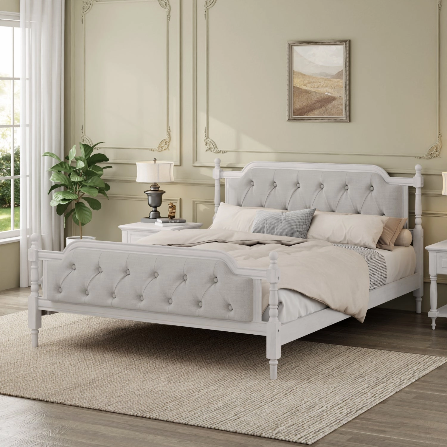 Streamdale Queen Bed Frame Tufted Headboard