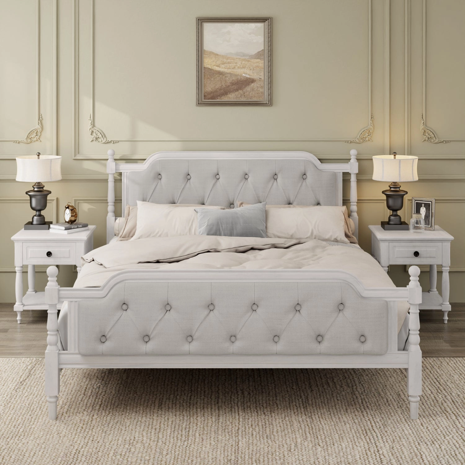 Streamdale Queen Bed Frame Tufted Headboard