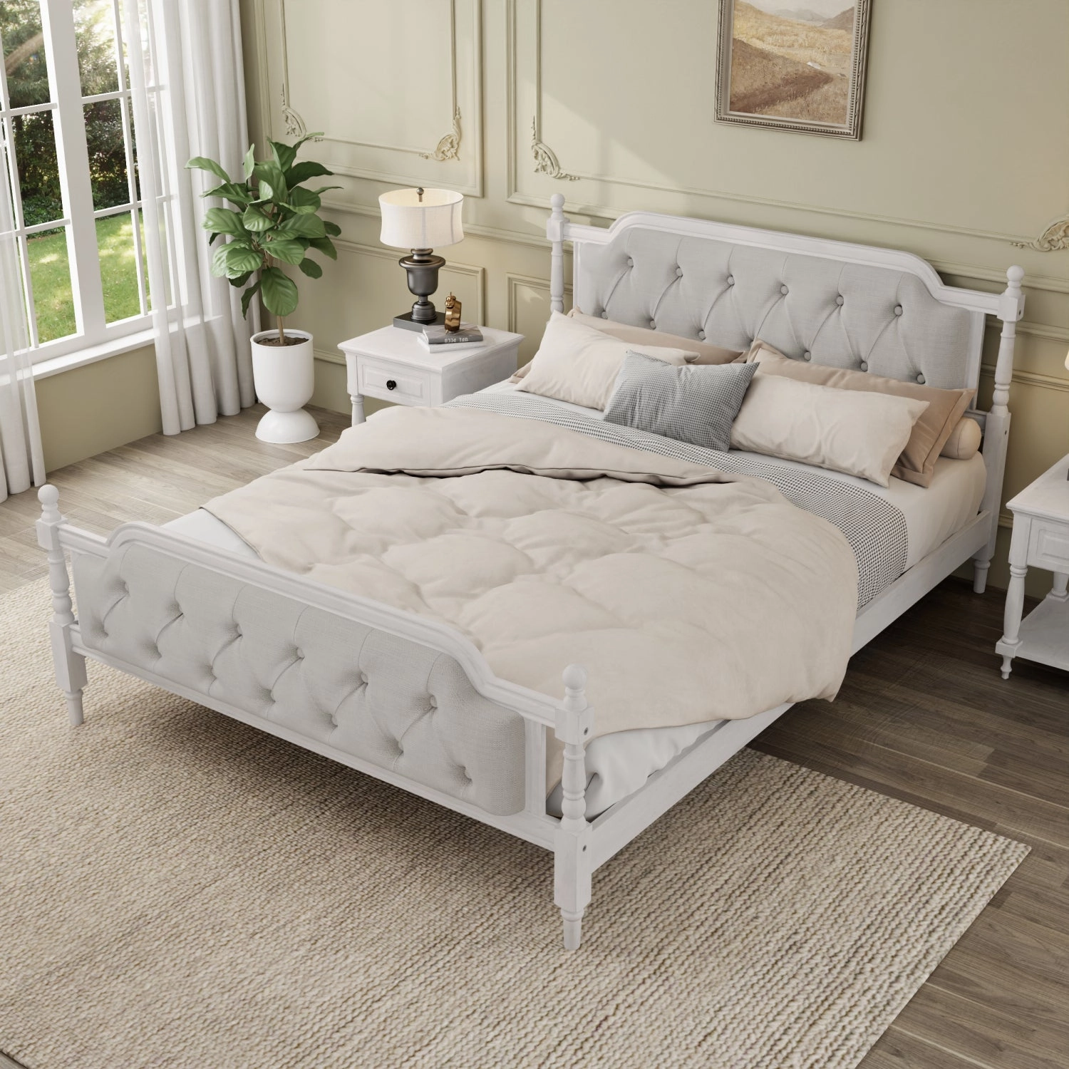 Streamdale Queen Bed Frame Tufted Headboard