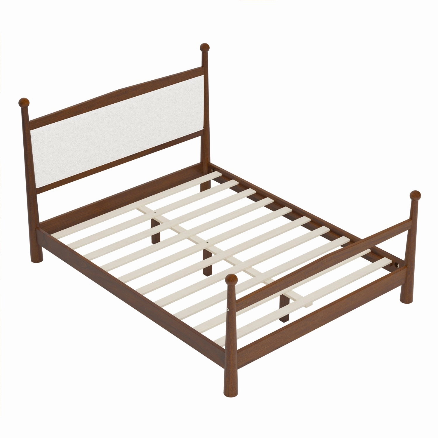 Streamdale Queen Pine Platform Bed Boucle Headboard