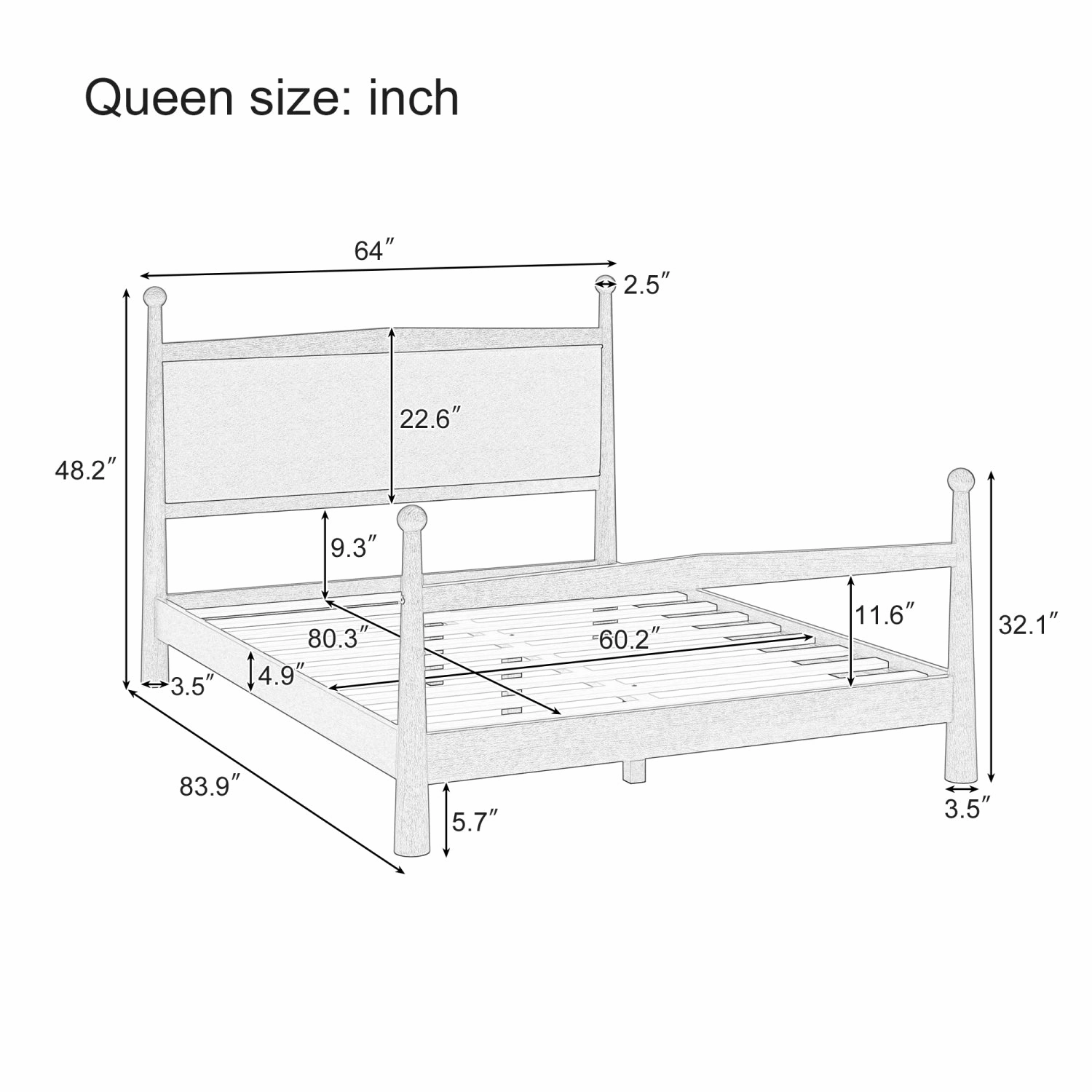 Streamdale Queen Pine Platform Bed Boucle Headboard